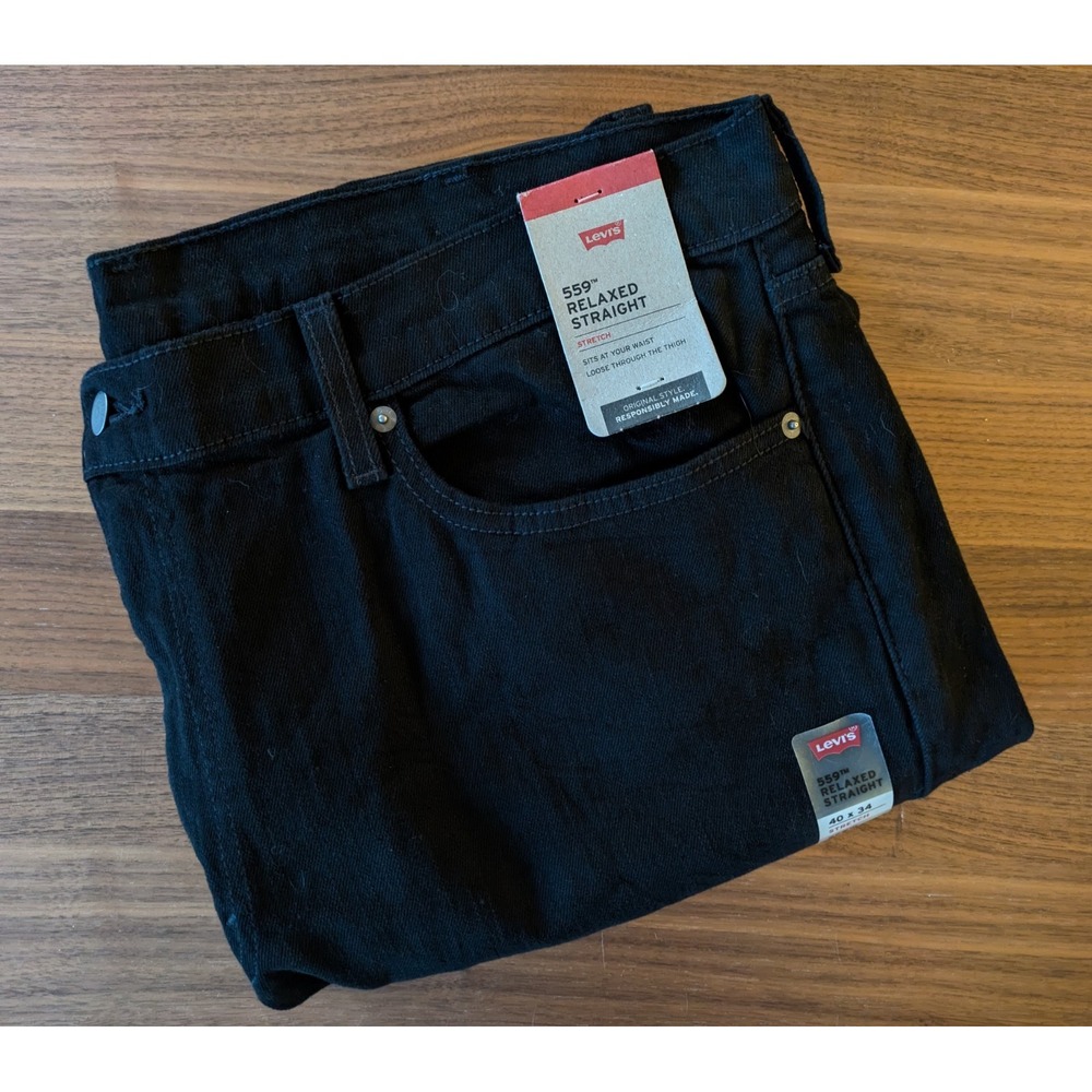 Levis‎ 559 Jeans Mens 40X32 Black Relaxed Straight Leg Mid Rise